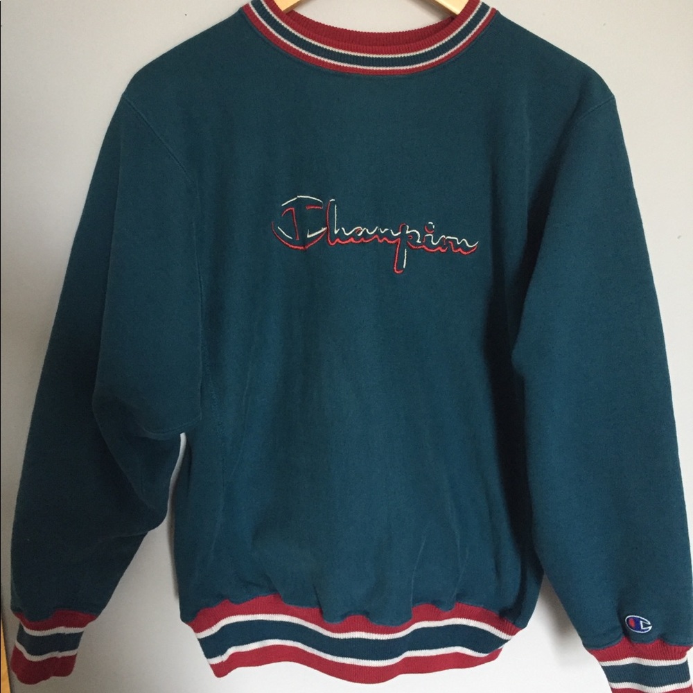 Retro Champion Vintage Crewneck W/ Striped Cuffs
